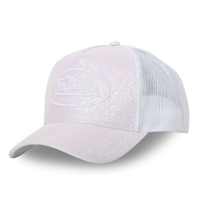 Von Dutch Casquette "Glitter W" - Von Dutch Casquette "Glitter W" – Snapback ajustable en polyester 100% avec motif pailleté blanc/gris. Visière arrondie, taille unique. Style intemporel. - Esprit Pilote