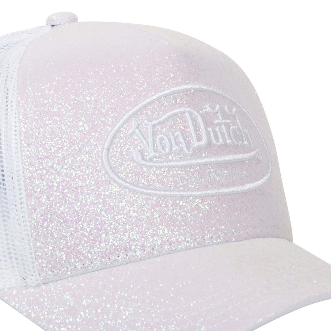 Von Dutch Casquette "Glitter W" - Von Dutch Casquette "Glitter W" – Snapback ajustable en polyester 100% avec motif pailleté blanc/gris. Visière arrondie, taille unique. Style intemporel. - Esprit Pilote