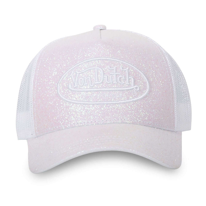 Von Dutch Casquette "Glitter W" - Von Dutch Casquette "Glitter W" – Snapback ajustable en polyester 100% avec motif pailleté blanc/gris. Visière arrondie, taille unique. Style intemporel. - Esprit Pilote