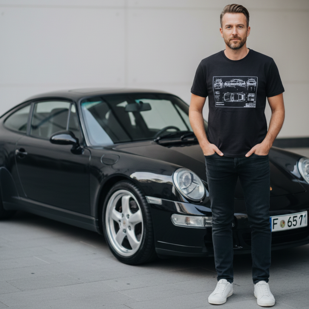 Affirmez votre look avec Vroom Vroom Tee Shirt "911 Carrera" - T-shirt 100% coton biologique mettant à l'honneur la légendaire Porsche 911 Carrera. Confectionné à partir de fibres biologiques certifiées, ce vêtement allie confort et responsabilité environ