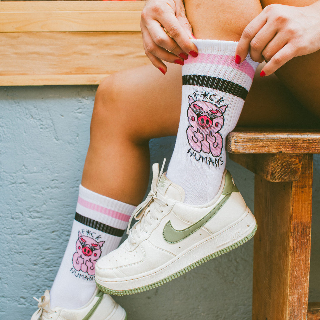 Américan Socks Chaussettes "F*ck Humans" - Mid High - Taille Unique - Pau Motors Shop