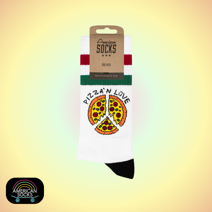 Américan Socks Chaussettes "Pizza'n Love" - Mid High - Taille Unique