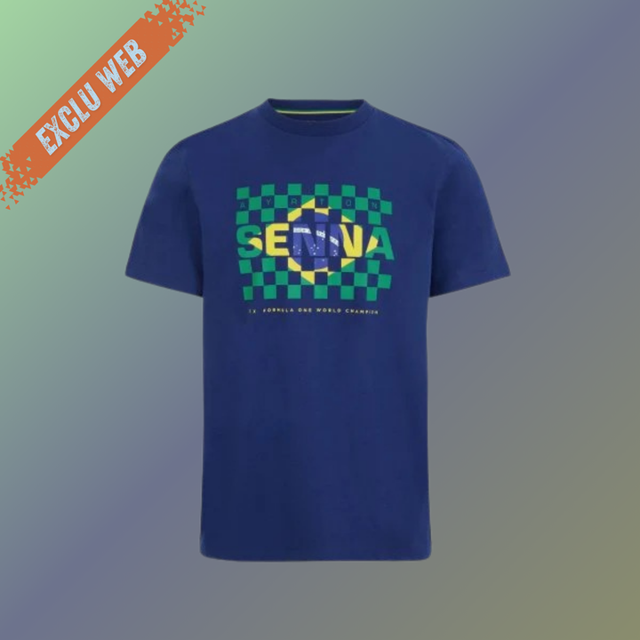 Ayrton Senna Logo Tee Blue (Exclu Web)