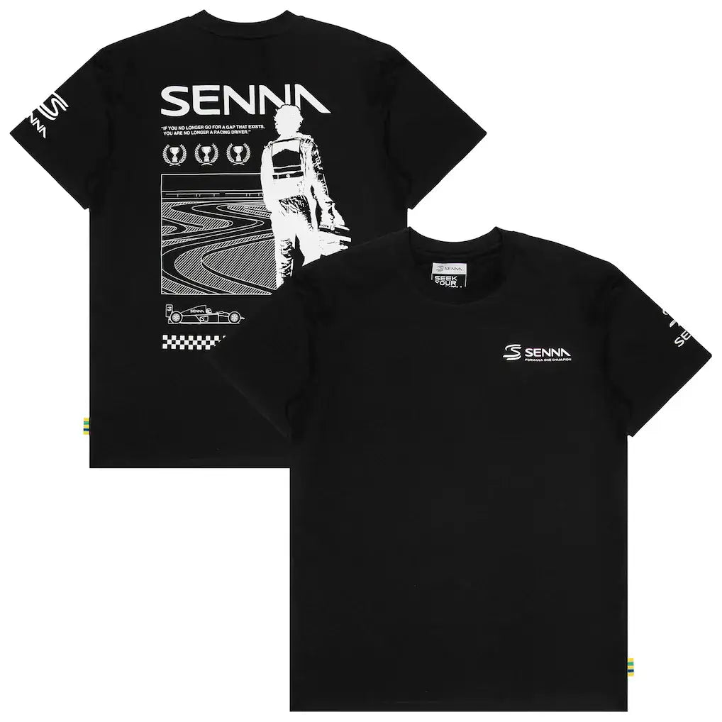 Ayrton Senna Tee Shirt "Champion du monde" Noir - Ayrton Senna Tee Shirt "Champion du monde" Noir. Col ras du cou, coupe régulière, manches courtes. 100% coton tricoté. - Esprit Pilote