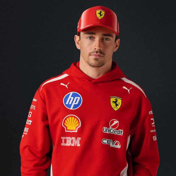 Scuderia Ferrari Casquette Charles Leclerc 2026 - Scuderia Ferrari Casquette Charles Leclerc 2026 - Casquette officielle Puma avec structure en A, panneaux maille ventilant, patch cousu et fermeture à pression. - Esprit Pilote