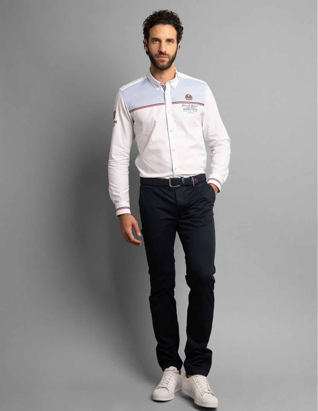 Delahaye Chemise ML CANCHE - Blanc - Pau Motors Shop