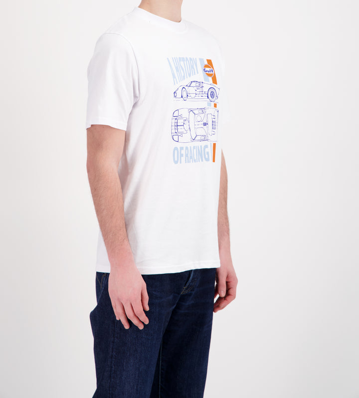 GULF Tee Shirt Racing History - Blanc - Pau Motors Shop