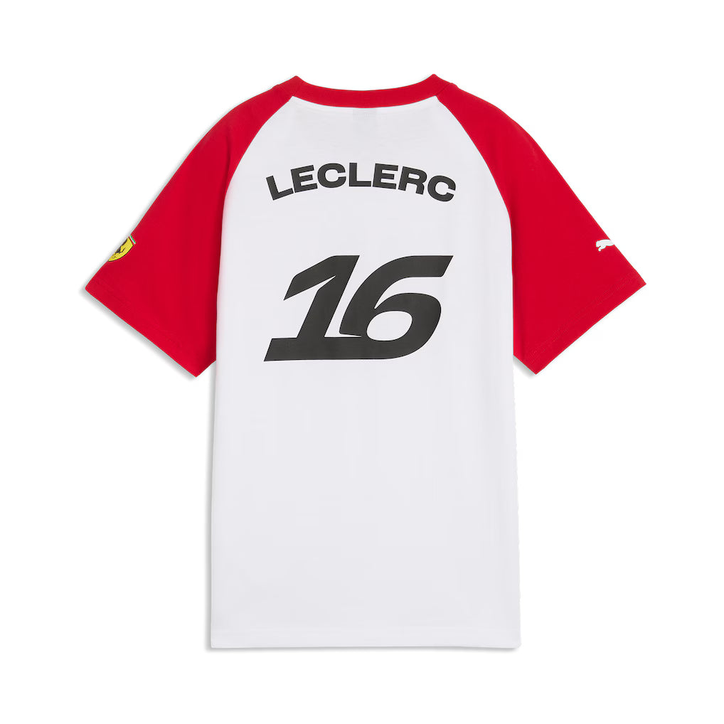Scuderia Ferrari Tee Shirt Fan Charles Leclerc 2026 - Scuderia Ferrari Tee Shirt Fan Charles Leclerc 2026 — T-shirt F1 100% coton tricoté, col ras du cou et manches raglan. - Esprit Pilote