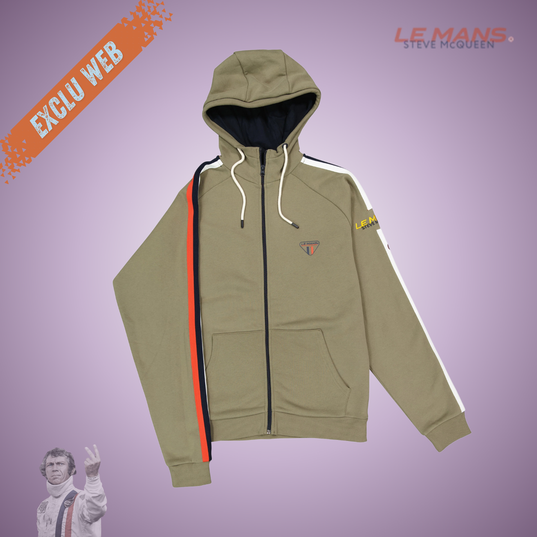 SMQ Sweat Full Zip "Racing" - Kaki