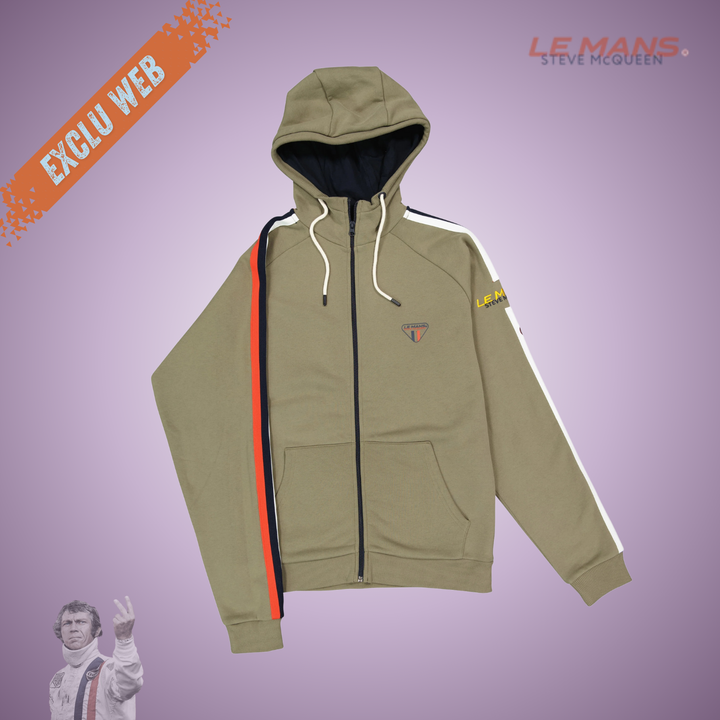 SMQ Sweat Full Zip "Racing" - Kaki