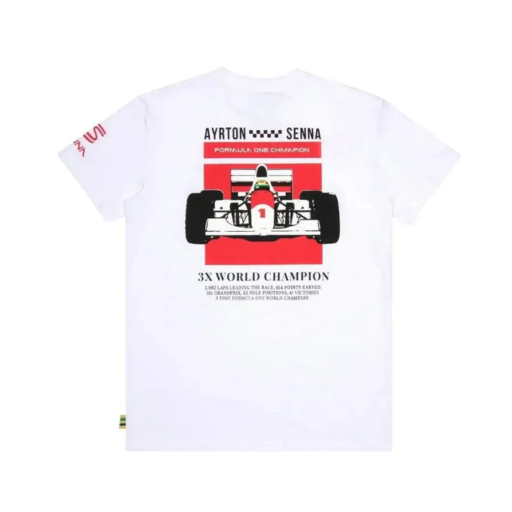 Ayrton Senna Tee Shirt "Champion du monde" Blanc - Ayrton Senna Tee Shirt "Champion du monde" Blanc. Col ras du cou, coupe régulière, manches courtes. 100% coton tricoté avec graphiques imprimés. - Esprit Pilote
