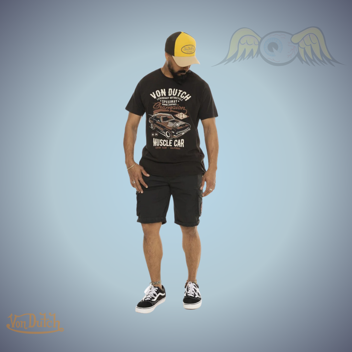 Affirmez votre look avec VD Tee Shirt "Muscle" - Noir - Collection : Muscle Couleur : Noir/Blanc/Bordeau Coupe : Régular Type de manches : Manches courtes Type de col : Col rond Composition : 100% Coton Effet : Flammé Lavage en machine : 30° - Esprit Pilo