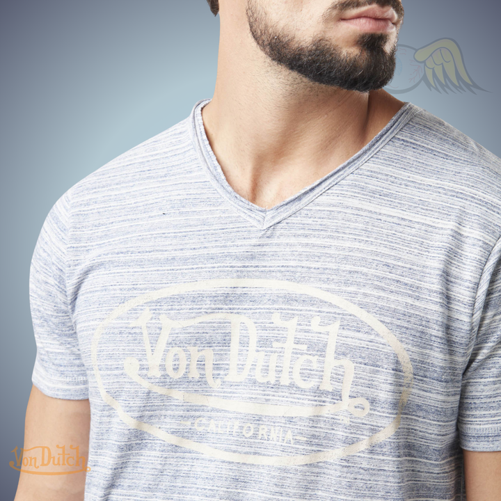 VD Tee Shirt "Ron" - Bleu clair/Beige Jusqu'au 3XL - Pau Motors Shop